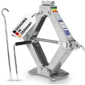 Alca Scherenwagenheber 2 t, Hubhöhe 115-415 mm, drehbarer Sattel, höhenverstellbar, mit Kurbelantrieb nutzbar, aus Stahl Q235, 3,3 kg Gewicht