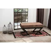Hannah Home , Abay - Brown, Fußbank, Braun, METALL, 90 x 45 x 45 cm