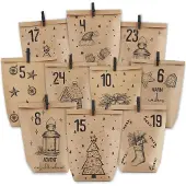Sonstiges Adventskalender zum Befüllen 24 Kraftpapiertüten Weihnachtskalender Schwarzbraun