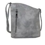 Jennifer Jones Leather Kleine Damen Handtasche asymmetrisch, hellgrau