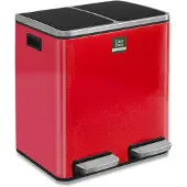 Casa Pura Tretmülleimer | Felix | Trennsystem | Himbeerrot | 2 x 30 Liter (60 Liter)