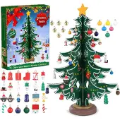 Sonstiges Adventskalender 2024 Holzweihnachtsbaum Tischdekoration 29 Ornamente Countdown Kalender