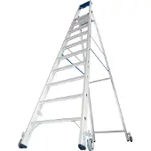 Krause Alu-Stufenstehleiter, fahrbar, 10 Stufen