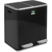 Casa Pura Tretmülleimer | Felix | Trennsystem | Schwarz | 2 x 30 Liter (60 Liter)
