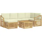 vidaXL Outdoor-Sofagarnitur 7 stk. Weiß und Creme Polyester
