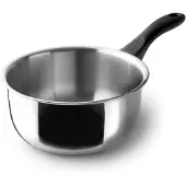 Lacor - 31214 - Garinox Gerader Topf, Edelstahl, glänzend poliert, ergonomischer Bakelitgriff, 1 Liter, Induktionsgeeignet, nicht backofengeeignet, sp
