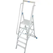 Krause Stufenstehleiter, mit großer Plattform, Aluminium, mit 6 Stufen