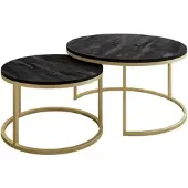 Lookway Runder Tisch 2in1 CIRI Dunkelbeton Gold Matt