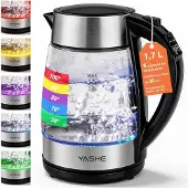 YASHE Wasserkocher mit Temperaturwahl 1, 7L, 30 Min Warmhaltefunktion Kalkfilter Automatische Abschaltung
