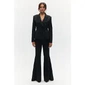 BENU Damen Schwarzer Zweireihiger Blazer