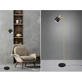 Meine Wunschleuchte LED Stehlampe Metall Schwarz & Gold Retro Leselampe dimmbar Höhe 154cm
