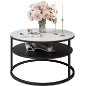 Lookway Runder Couchtisch CIRI GLASS mit Ablage