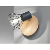 Meine Wunschleuchte LED Wandstrahler Grau / Holz mit Schalter, Gitterlampe schwenkbar, Breite 11cm