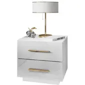 Lookway NACHTTISCH LINA LUX mit Griffen und Hochglanzplatte, LED – Griffe: Gold-Chrom