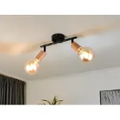 Meine Wunschleuchte LED Deckenstrahler 2-flammig Deckenspots Metall in Schwarz & Holzoptik, B: 35cm