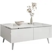 Lookway Couchtisch AURORA SILVER mit Stauraum auf schrägen Beinen