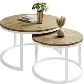 Lookway Runder Couchtisch CIRI 2in1 rund Eiche Artisan Stirling Wotan