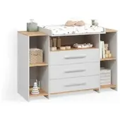 Livinity WICKELKOMMODE Torino Weiß/Goldkraft Eiche mit 3 Schubladen