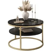 Lookway Runder Couchtisch CIRI SLIM mit Ablage Hochglanz