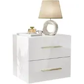 Lookway NACHTTISCH LINA LUX hängend mit Griffen und Hochglanzplatte – Griffe: Gold-Chrom