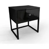 Lookway NACHTTISCH BLANCO LOFT Schwarz Hochglanz aun Schwarzenem Gestell Kristallgriff