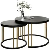 Lookway Runder Couchtisch 2in1 LORI MIX II matt schwarz