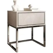 Lookway NACHTTISCH BLANCO KASZMIR auf verchromtem Gestell PUSH OPEN kaschmir/chrom