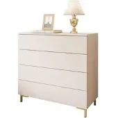 Lookway KOMMODE LINA KASCHMIR 4S mit Schubladen und LED-Beleuchtung Goldene Beine