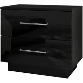 Lookway NACHTTISCH LINA mit Chromgriffen, Hochglanz, LED