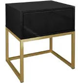 Lookway NACHTTISCH BLANCO GOLD auf goldenem Gestell Schwarz PUSH OPEN
