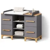 Livinity WICKELKOMMODE Mailo Grau/Artisan XL mit 4 Schubladen