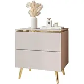 Lookway NACHTTISCH AURORA II auf schräge Gold Chrom Beine Kaschmir