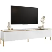 Lookway TV-Schrank AURORA WEISS HOCHGLANZ auf verchromten geraden Beinen