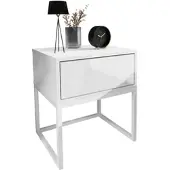 Lookway NACHTTISCH BLANCO LOFT Weiß Hochglanz auf weißem Gestell PUSH OPEN