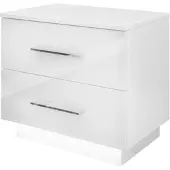 Lookway NACHTTISCH LINA mit Chromgriffen, Hochglanz, LED