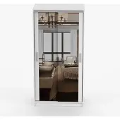 INTER-M Schwebetürenschrank Kleiderschrank KIOTO M 100 cm Weiß mit Spiegel, 2-türig, Schlafzimmerschrank