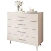 Lookway KOMMODE AURA KASCHMIR 4S mit Schubladen Silberne Beine und Griffe