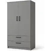 Stylmeble24 Kleiderschrank 2-türig mit 2 Schubladen – 90 cm Grafit