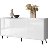 Lookway SIDEBOARDS SANAYI auf schwarzen Beinen, Hochglanz Weiß/Schwarze Beine
