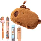 DTC GmbH Capybara Federmäppchen Große Kapazität mit Kuscheltier und Stiften