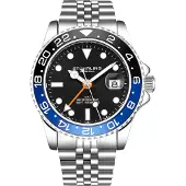 Stührling Schwarz und Blau Meridian GMT Quarz 42mm