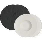 Villeroy & Boch Pastateller "Pasta-Set Manufacture Rock schwarz-weiß" Spülmaschinengeeignet, Mikrowellenfest
