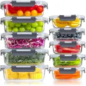 YASHE Glas-Frischhaltedosen LN-10pcs, 10 Behälter, 7,05 L, Grau