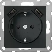 Siemens 5UB1970-0CM01 DELTA i-system SCHUKO-Steckdose mit doppeltem USB-Ladegerät, carbonmetallic 5UB19700CM01