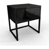 Lookway NACHTTISCH BLANCO LOFT Schwarz Hochglanz auf schwarzem Gestell