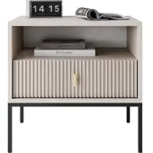 Lookway NACHTTISCH MIDNIGHT mit geriffelter Front auf Gestell kaschmir