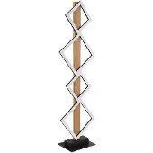 Globo LED Stehlampe, Metall, schwarz, Quadrate, Holzoptik, H 103cm