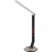 Globo LED Tischleuchte, ALU, Silber, Touchdimmer, Uhr, H 75 cm