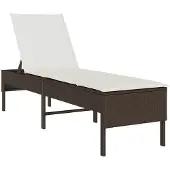 vidaXL Sonnenliege mit Auflage Braun 55x200x44 cm Poly Rattan