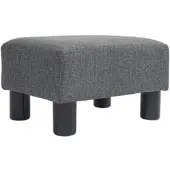 MODFU Fußhocker Leinenstoff Dunkelgrau 40x30x24 cm, gepolstert mit Holzrahmen